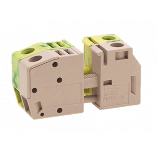 Клеммная колодка DINKLE PPAC-4, Винт, сечение провода 0.5-4 мм2, ток 41 A, Бежевый