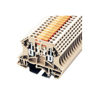 Клеммная колодка DINKLE DK2.5-TG (KDK2.5), Винтовая, сечение провода 0.5-2.5 мм2, ток 16 A, Бежевый