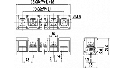 Клеммная колодка DINKLE DT-7C-A01W-10, Винтовая, 10 контактов, сечение провода 1-10 мм2, ток 40 A, Черный фото 3