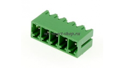 Клеммная колодка DINKLE ECH381V-05P, 5 контактов, сечение провода - мм2, ток 14 A, Зеленый фото 1