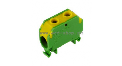 Клеммная колодка ENSTO KR11012, Винтовая, 1 контакт, сечение провода 2.5-35 мм2, ток 135 A, Желто-зеленый фото 1