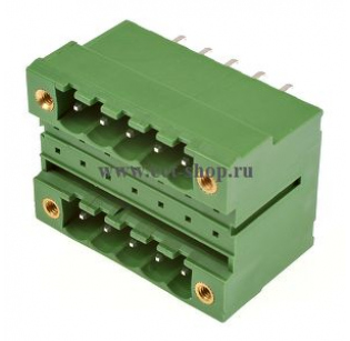 Клеммная колодка DINKLE 5EHDBVM-10P, 10 контактов, сечение провода - мм2, ток 18 A, Зеленый
