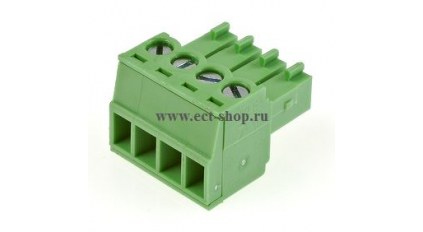 Клеммная колодка DINKLE EC350V-04P, Винтовая, 4 контакта, сечение провода 0.2-1.5 мм2, ток 14 A, Зеленый фото 1