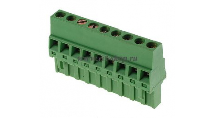 Клеммная колодка DINKLE 2ESDR-09P, Винтовая, 9 контактов, сечение провода 0.2-2.5 мм2, ток 18 A, Зеленый фото 1