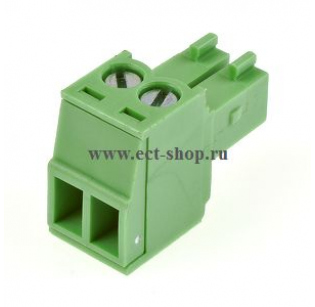 Клеммная колодка DINKLE EC350V-02P, Винтовая, 2 контакта, сечение провода 0.2-1.5 мм2, ток 14 A, Зеленый