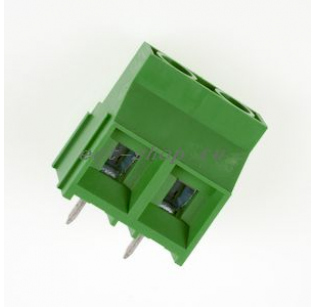 Клеммная колодка DINKLE EK950V-02P, Винтовая, 2 контакта, сечение провода 0.5-4 мм2, ток 32 A, Зеленый
