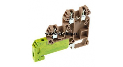 Клеммная колодка DINKLE D3KS2.5G, Винтовая, сечение провода 0.5-2.5 мм2, ток 24 A, Желто-зеленый фото 1