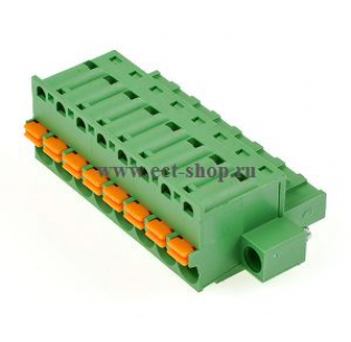 Клеммная колодка DINKLE 5ESDSRM-05P, Пружинная, 5 контактов, сечение провода 0.2-1.5 мм2, ток 12 A, Зеленый