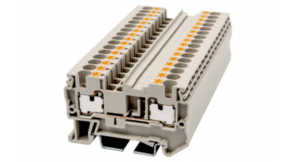 Клеммная колодка DINKLE DP4N, Push-in, сечение провода 0.2-4 мм2, ток 32 A, Бежевый фото 1