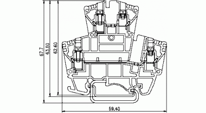 Клеммная колодка двухуровневая DINKLE DKK2.5 (DDK2.5), Винтовая, сечение провода 0.5-2.5 мм2, ток 24 A, Бежевый фото 2