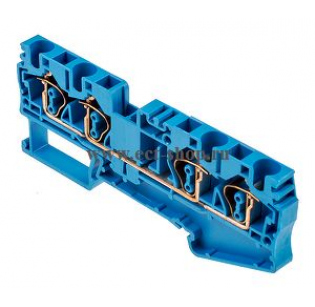 Клеммная колодка DINKLE AK4-TR-BL, Пружинная, сечение провода 0.2-4 мм2, ток 32 A, Синий