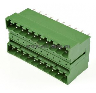 Клеммная колодка DINKLE 5EHDBV-20P, 20 контактов, сечение провода - мм2, ток 18 A, Зеленый