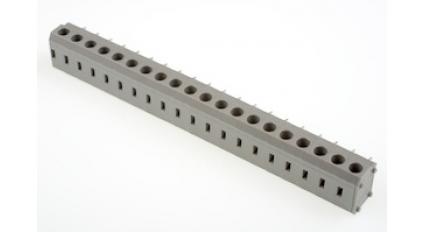 Клеммная колодка DINKLE 144R-20P2, Пружинная, 20 контактов, сечение провода 0.5-1.5 мм2, ток 17.5 A, Серый фото 1