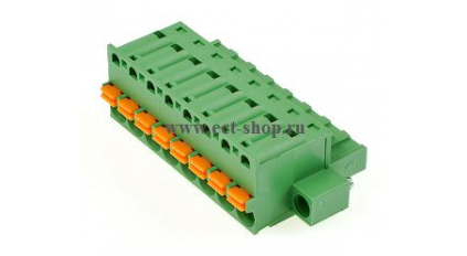 Клеммная колодка DINKLE 5ESDSRM-05P, Пружинная, 5 контактов, сечение провода 0.2-1.5 мм2, ток 12 A, Зеленый фото 1