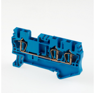 Клеммная колодка DINKLE AK2.5-TN-BL, Пружинная, сечение провода 0.2-2.5 мм2, ток 24 A, Синий