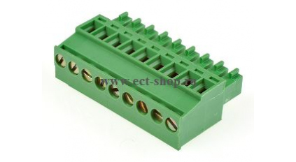 Клеммная колодка DINKLE EC381R-09P, Винтовая, 9 контактов, сечение провода 0.2-1.5 мм2, ток 14 A, Зеленый фото 1
