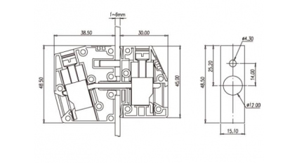 Клеммная колодка DINKLE PPAC-25, Винтовая, сечение провода 6-35 мм2, ток 125 A, Бежевый фото 2