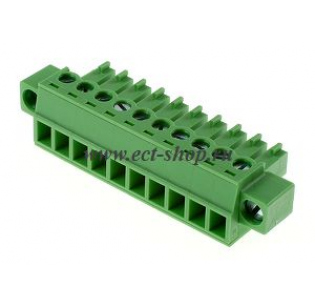 Клеммная колодка DINKLE EC381VM-10P, Винтовая, 10 контактов, сечение провода 0.2-1.5 мм2, ток 14 A, Зеленый