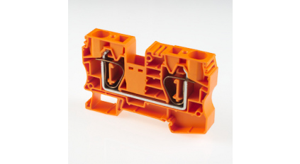 Клеммная колодка DINKLE AK16-OR, Пружинная, сечение провода 1.5-16 мм2, ток 76 A, Оранжевый фото 1