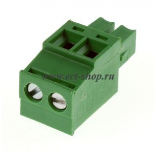 Клеммная колодка DINKLE EC381RL-02P, Винтовая, 2 контакта, сечение провода 0.2-1.5 мм2, ток 14 A, Зеленый