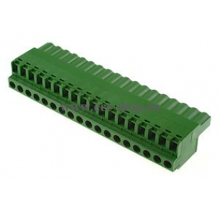 Клеммная колодка DINKLE 2ESDF-18P, Винтовая, 18 контактов, сечение провода 0.2-4 мм2, ток 18 A, Зеленый