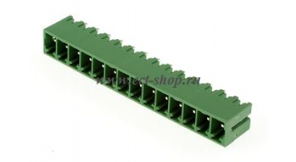 Клеммная колодка DINKLE ECH381V-14P, 14 контактов, сечение провода - мм2, ток 14 A, Зеленый фото 1