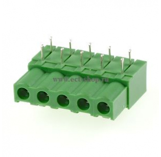 Клеммная колодка DINKLE 2ESDCR-05P, 5 контактов, сечение провода - мм2, ток 18 A, Зеленый
