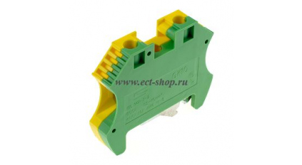 Клеммная колодка DINKLE GK10 (DK10-PE), Винтовая, сечение провода - мм2, ток 57 A, Желто-зеленый фото 1