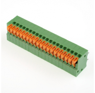 Клеммная колодка DINKLE 141R-20P, Пружинная, 20 контактов, сечение провода 0.14-0.5 мм2, ток 6 A, Зеленый