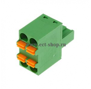 Клеммная колодка DINKLE 2ESDB-02P, Пружинная, 2 контакта, сечение провода 0.2-2.5 мм2, ток 15 A, Зеленый