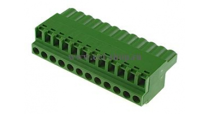 Клеммная колодка DINKLE 5ESDF-12P, Винтовая, 12 контактов, сечение провода 0.2-4 мм2, ток 18 A, Зеленый фото 1