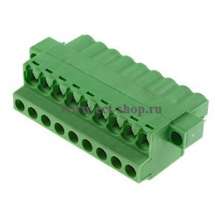 Клеммная колодка DINKLE 5ESDFM-09P, Винтовая, 9 контактов, сечение провода 0.2-4 мм2, ток 18 A, Зеленый