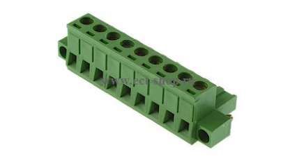 Клеммная колодка DINKLE 2ESDVM-09P, Винтовая, 9 контактов, сечение провода 0.2-4 мм2, ток 18 A, Зеленый фото 1