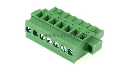 Клеммная колодка DINKLE 2ESDPM-07P, Винтовая, 7 контактов, сечение провода 0.2-4 мм2, ток 18 A, Зеленый фото 1