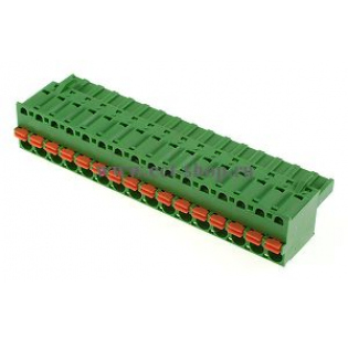 Клеммная колодка DINKLE 2ESDS-16P, Пружинная, 16 контактов, сечение провода 0.2-2.5 мм2, ток 12 A, Зеленый