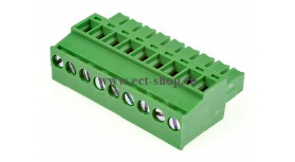 Клеммная колодка DINKLE EC350RL-09P, Винтовая, 9 контактов, сечение провода 0.2-1.5 мм2, ток 14 A, Зеленый фото 1