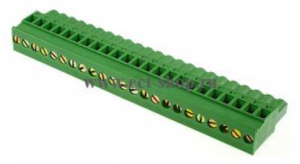 Клеммная колодка DINKLE 5ESDPL-23P, Винтовая, 23 контакта, сечение провода 0.2-4 мм2, ток 18 A, Зеленый фото 1