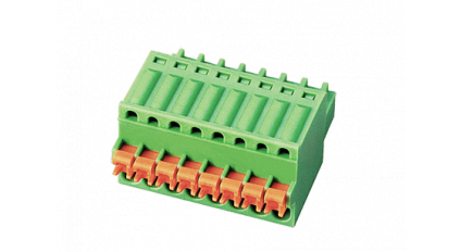 Клеммная колодка DINKLE ESC250V-02P, Пружинная, 2 контакта, сечение провода 0.2-0.5 мм2, ток 4 A, Зеленый фото 2