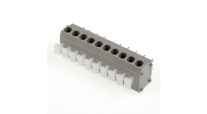 Клеммная колодка DINKLE 144RA-10P2, Пружинная, 10 контактов, сечение провода 0.5-1.5 мм2, ток 17.5 A, Серый фото 1