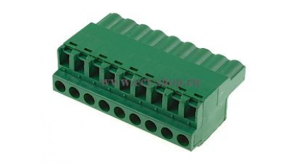 Клеммная колодка DINKLE 2ESDF-09P, Винтовая, 9 контактов, сечение провода 0.2-4 мм2, ток 18 A, Зеленый фото 1