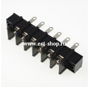 Клеммная колодка DINKLE DT-45-A02N-06, Винт, 6 контактов, сечение провода 0.5-2.5 мм2, ток 24 A, Черный