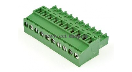 Клеммная колодка DINKLE EC350R-10P, Винтовая, 10 контактов, сечение провода 0.2-1.5 мм2, ток 14 A, Зеленый фото 1