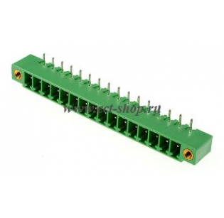 Клеммная колодка DINKLE ECH381RM-16P, 16 контактов, сечение провода - мм2, ток 14 A, Зеленый