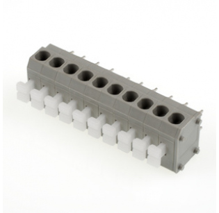 Клеммная колодка DINKLE 144RA-10P2, Пружинная, 10 контактов, сечение провода 0.5-1.5 мм2, ток 17.5 A, Серый