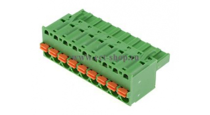 Клеммная колодка DINKLE 2ESDS-09P, Пружинная, 9 контактов, сечение провода 0.2-2.5 мм2, ток 12 A, Зеленый фото 1