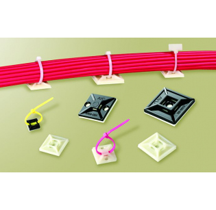 Самоклеящиеся площадки под хомуты, 38x38 мм, черный, AVC AAM-38, 50 шт