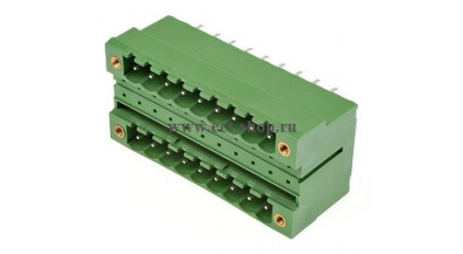 Клеммная колодка DINKLE 5EHDBVM-18P, 18 контактов, сечение провода - мм2, ток 18 A, Зеленый фото 1