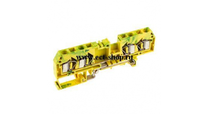 Клеммная колодка DINKLE SG4K4, Пружинная, сечение провода 0.5-4 мм2, ток 32 A, Желто-зеленый фото 1