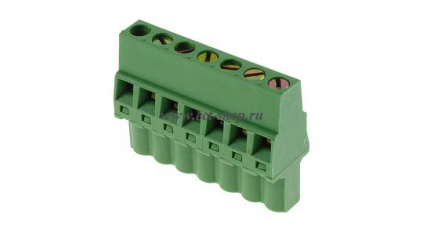 Клеммная колодка DINKLE 2ESDRL-07P, Винт, 7 контактов, сечение провода 0.2-2.5 мм2, ток 18 A, Зеленый фото 1