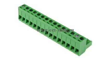 Клеммная колодка DINKLE 5ESDV-15P, Винтовая, 15 контактов, сечение провода 0.2-4 мм2, ток 18 A, Зеленый фото 1